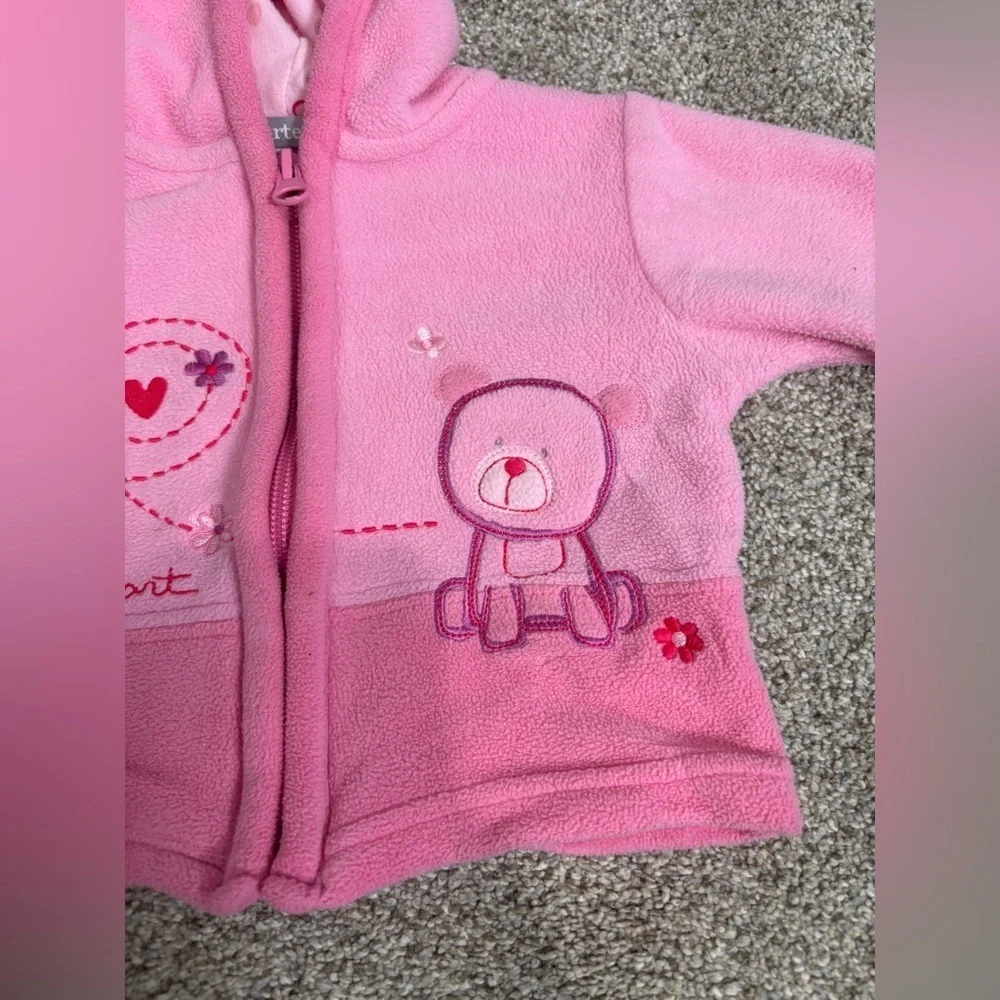 Vintage Baby Girl Carter’s Fleece Hooded Zip Up Bear 6 months